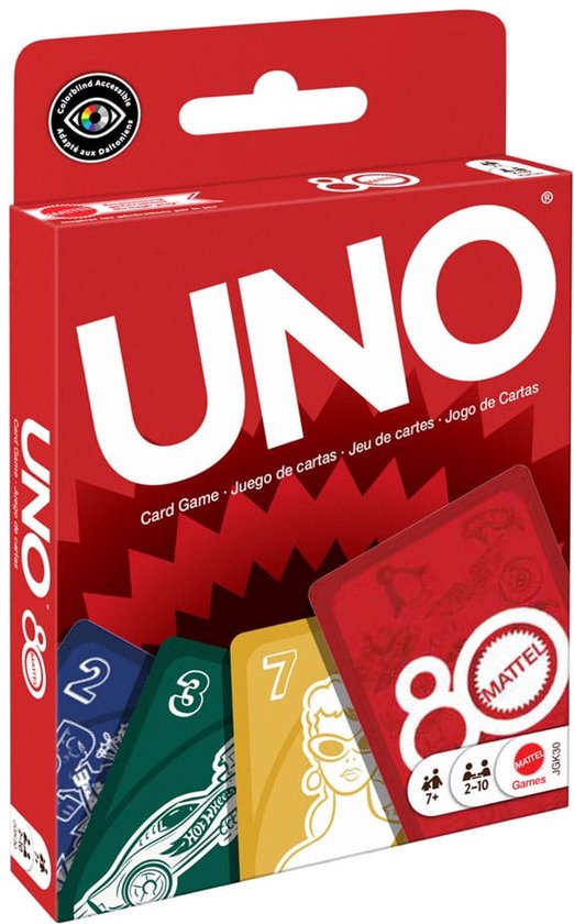 Mattel Mattel 80e anniversaire du jeu de cartes UNO Ruby Red Card Jeux