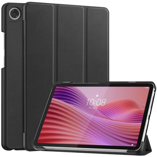 Étui pour tablette Lenovo Tab One | Bibliothèque avec support | Housse de protection en similicuir | Triple pli | Noir