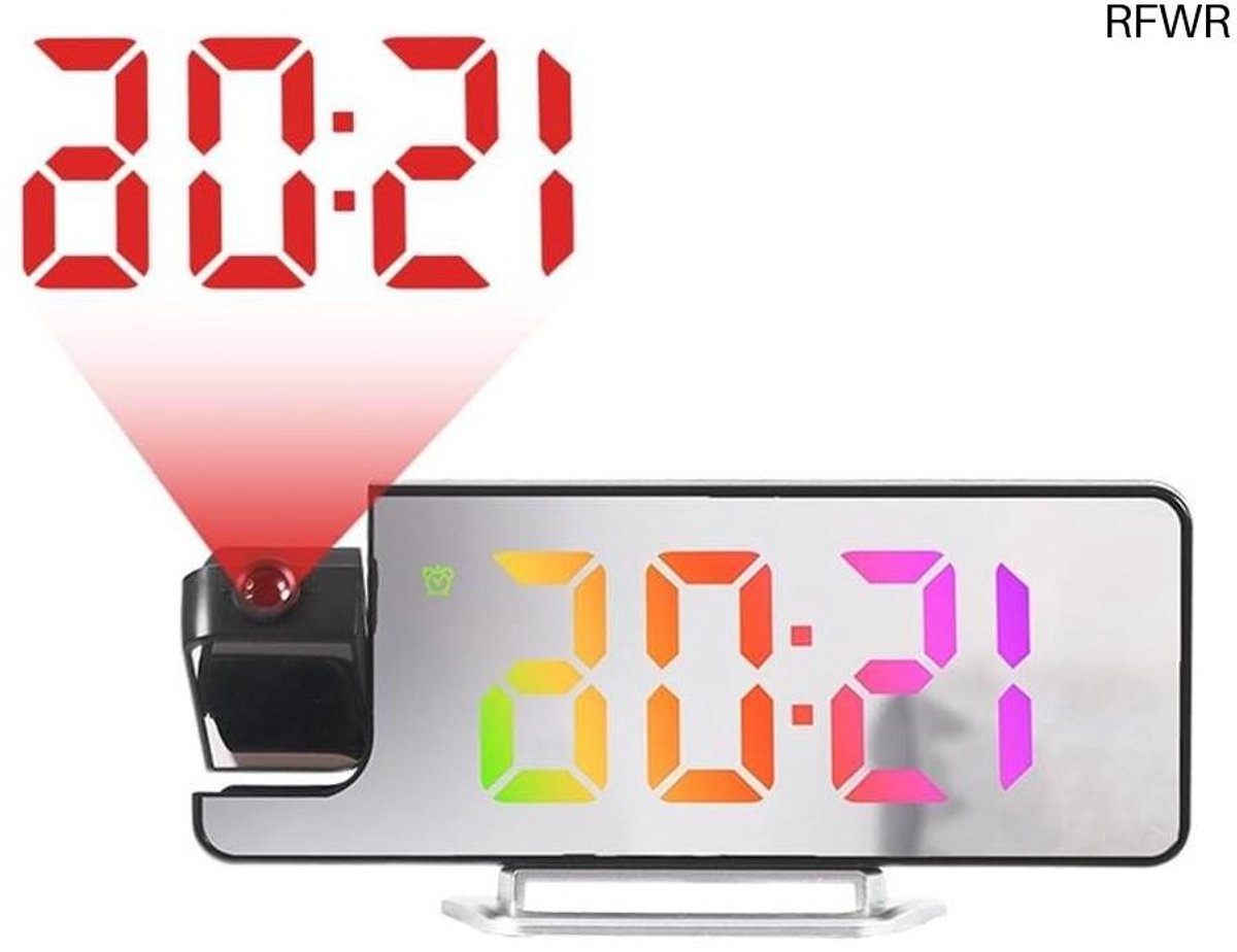 RFWR® Digitale Wekker met Projectie en Temperatuurweergave in Diverse Kleuren