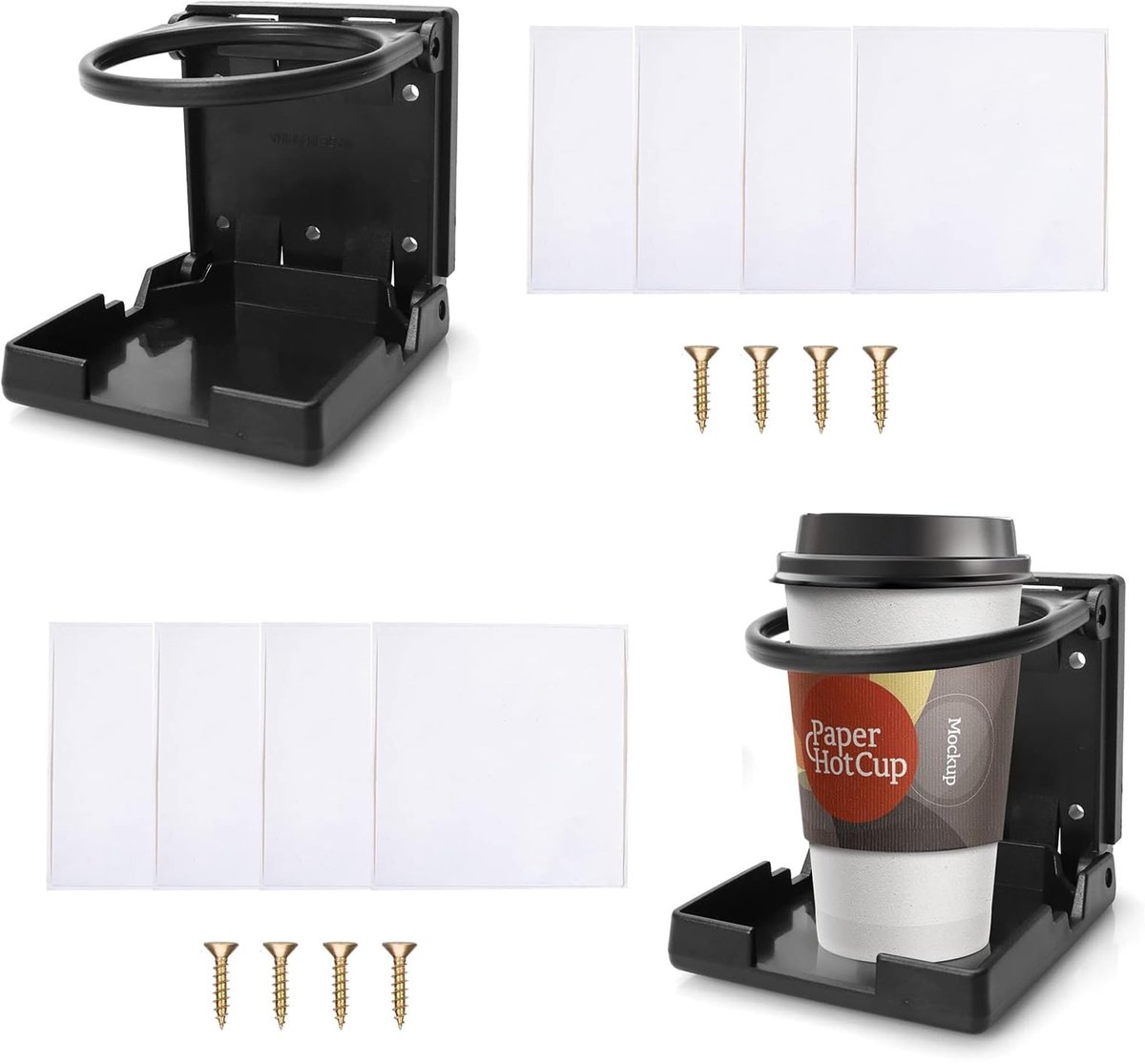 Ibenzoa® Bekerhouder voor auto, boot en caravan - inklapbare en verstelbare flessenhouder set van 2