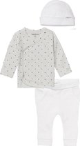 Noppies Set(3delig) Unisex, Shirt Wit sterretjes Broek en Muts Wit - Maat 62