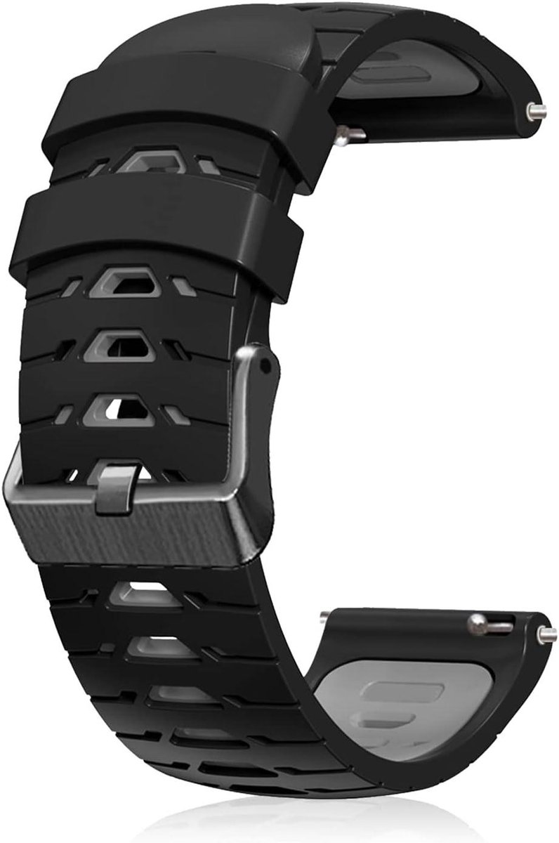 Allecto Premium - Siliconen armband voor aanzetbreedte 22 mm 20 mm - sport horlogeband heren dames - roestvrijstalen gesp - zwart-grijs - reserveband - comfortabel en duurzaam.