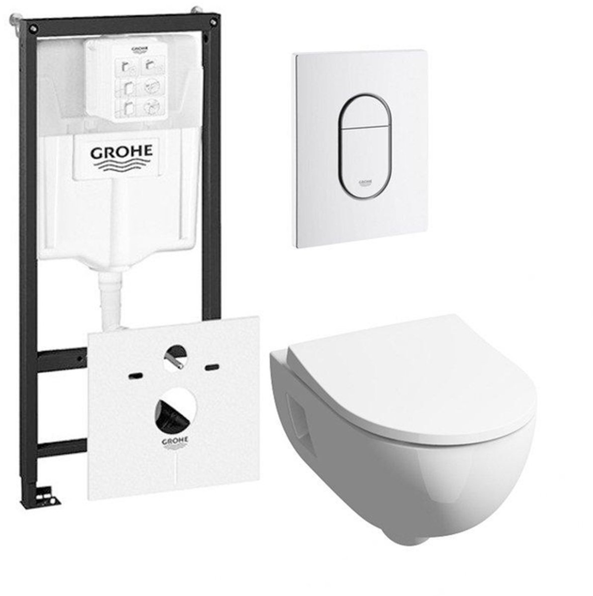 Geberit 300 Basic toiletset - inclusief Grohe inbouwreservoir en Grohe Arena bedieningsplaat - wit