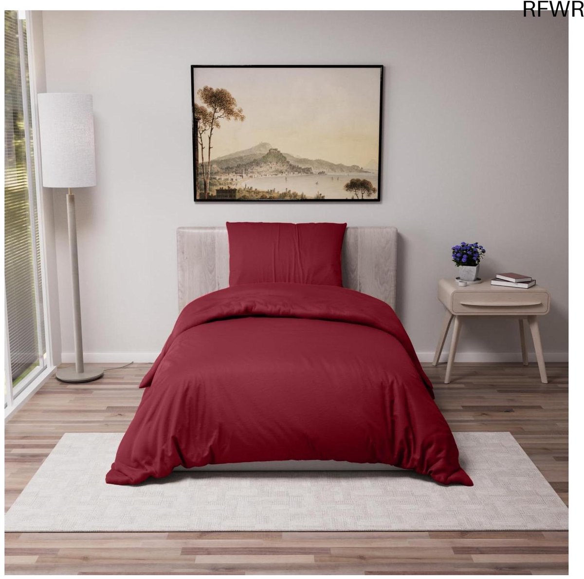 RFWR Dekbedovertrek 135x200 cm - Bordeaux - 100% Microvezel - Met Kussensloop - Kreukvrij en Ondersteunt Een Goede Nachtrust