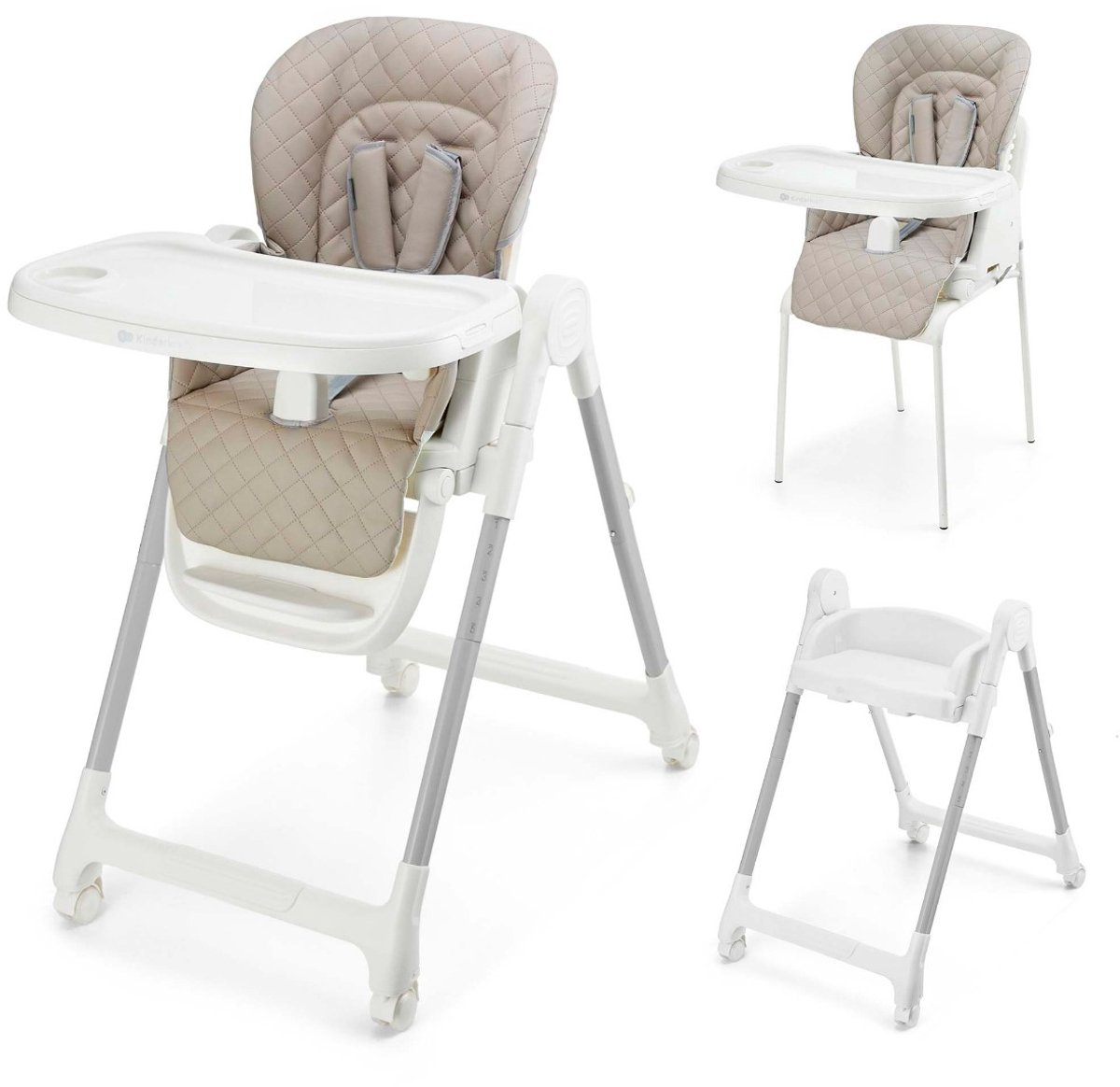 TULO 3-in-1 Meegroei Kinderstoel - Voor 6 Maanden tot 25 kg - Verstelbare Hoogte, Rugleuning en Voetsteun - Afneembare Tafel en 5-Puntsgordel - Beige
