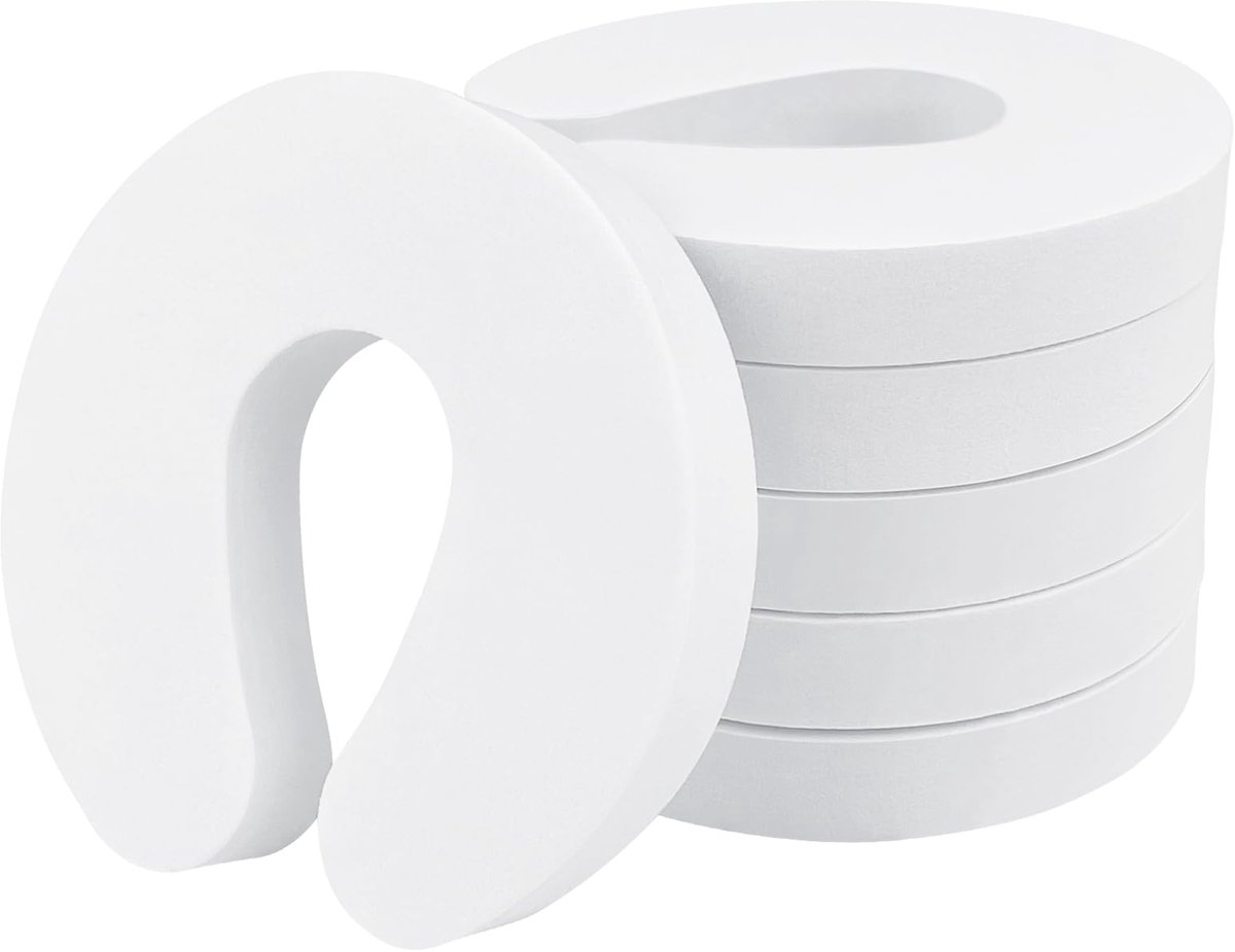 Tekenewbse kinderveiligheidsdeur, 6 stuks deurstopper, beknellingsbeveiliging voor deuren, deurbescherming deurstopper babyschuim deurstopper raam extra breed huisdierenbescherming, kinderkamer vingerknelbeveiliging wit