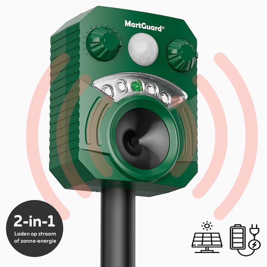 MartGuard® Ongedierte Verjager Outdoor - Marterverjager - Kattenverjager - Dierenverjager - Met Bewegingssensor - Op ZonneEnergie