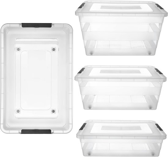 KADAX Opbergdoos met deksel, speelgoedkist, robuuste plastic container ...