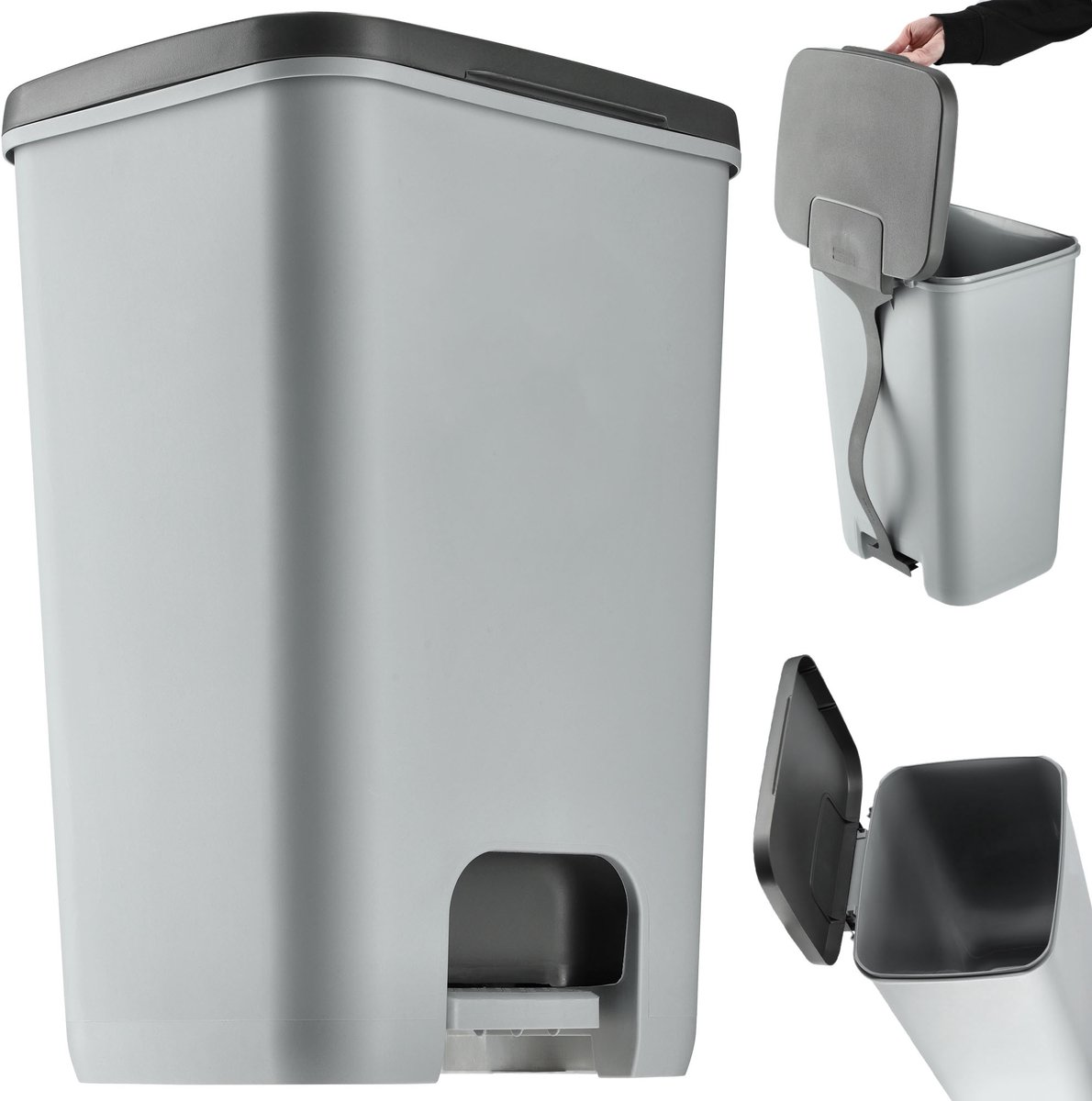 Curver Essentials pedaalemmer - 40L - Zilver / Antraciet