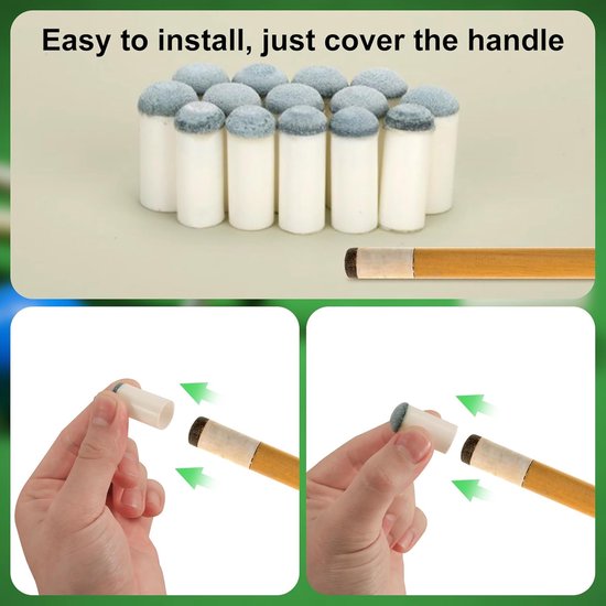 MK Stoer - Biljartkeu Tips - Accessoires - 12mm - Pool Keu Tips - Vervanging - Slip op - Snooker & Biljart - Pooltafel Accessoires 20 Stuks van mk — afbeelding 2