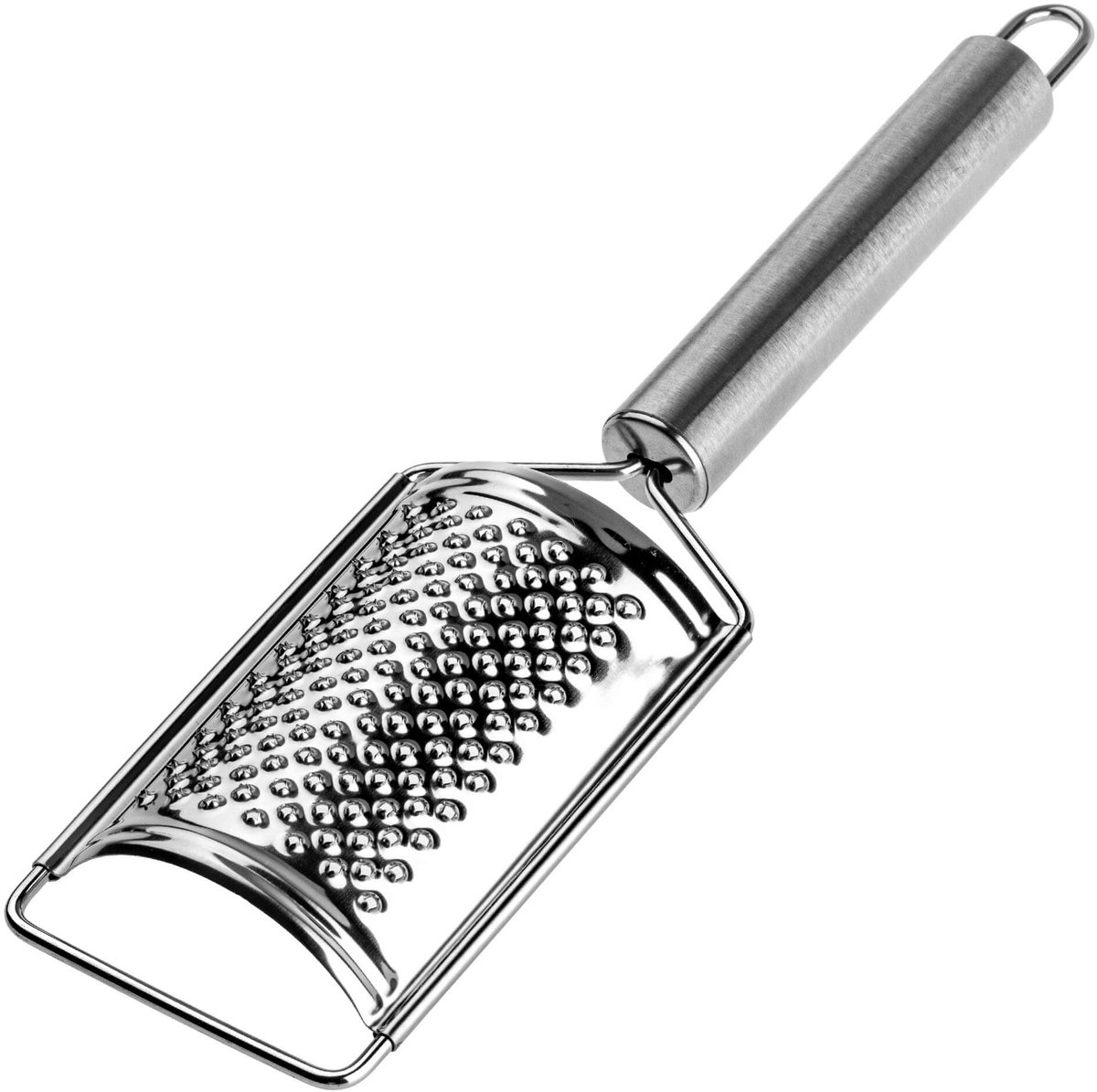 KADAX rasp, rasp van roestvrij staal, keukenrasp met comfortabele handgreep, handrasp voor groenten, fruit, wortelen, knoflook, ui, kaas, gember, Parmezaanse kaas, handig, zilver (voor fijn raspen)