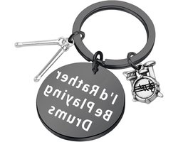 Allecto Plus - Drummer cadeau Drummer sleutelhanger Ik geef de voorkeur aan drums Drumstel cadeaus Muzikant Sleutelhanger Drumspeler Band Cadeaus