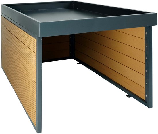 Garage pour tondeuse robot XL avec jardinière MCW-L45, auvent pour tondeuse, métal WPC 47x70x94cm ~ aspect chêne