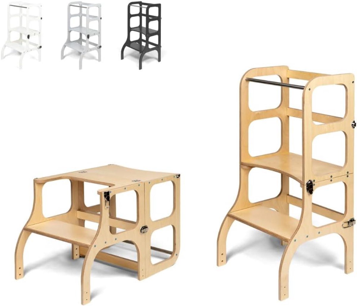 Learning Tower with Foldable Seating Function - Standing Height 45 cm