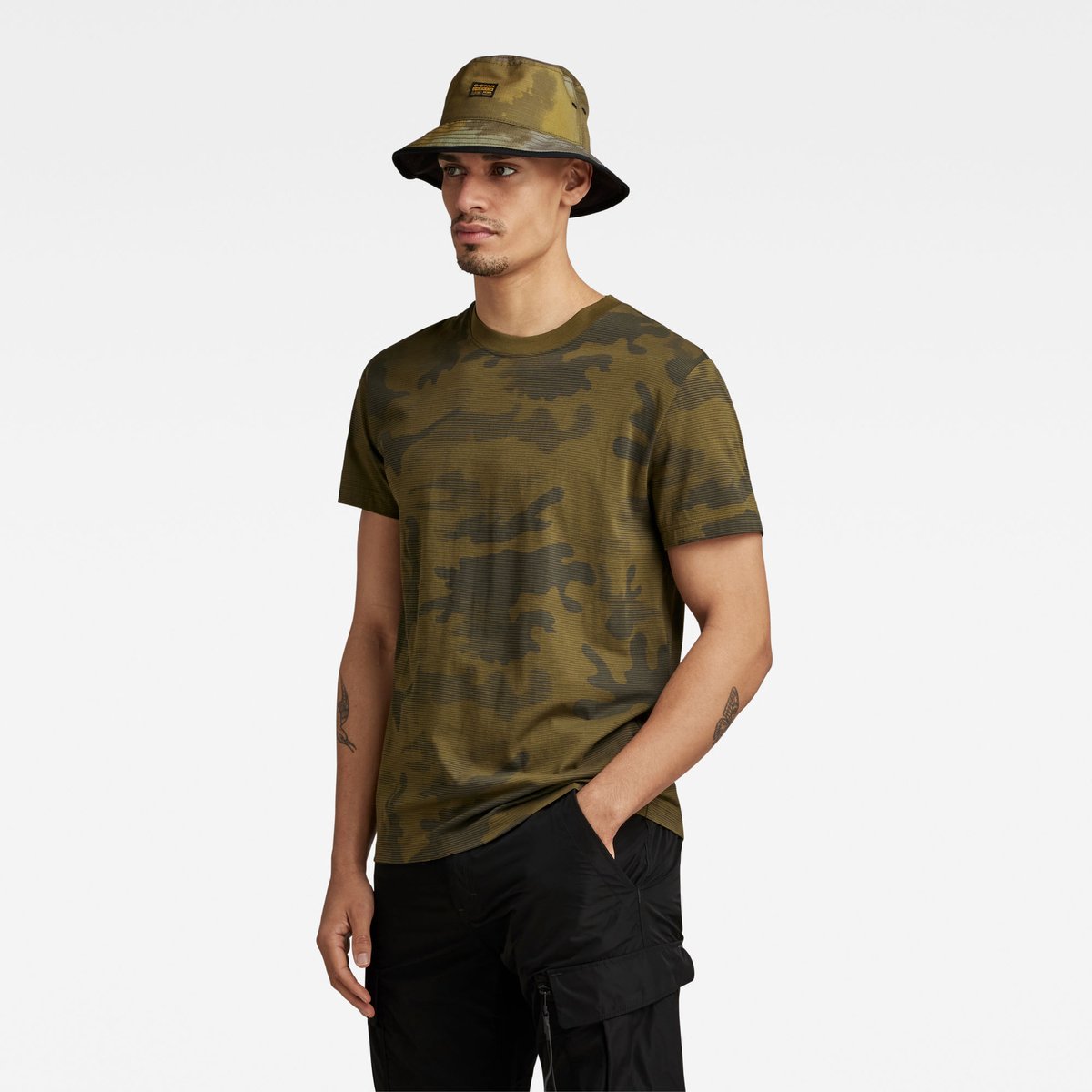 G-Star Line camo ao r t Heren T-shirts Olijf