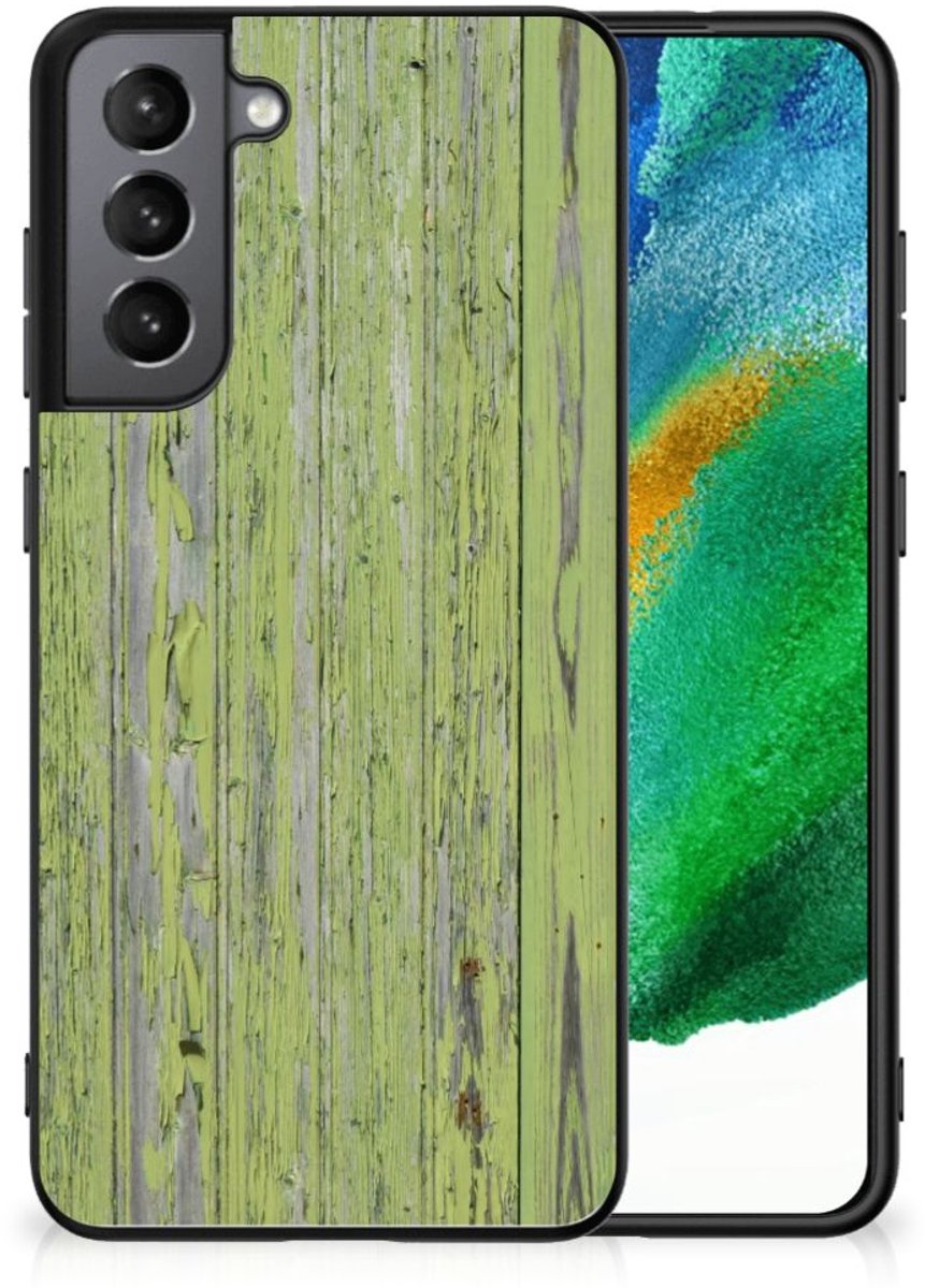 Samsung Galaxy S21FE Houten Print Telefoonhoesje Green Wood