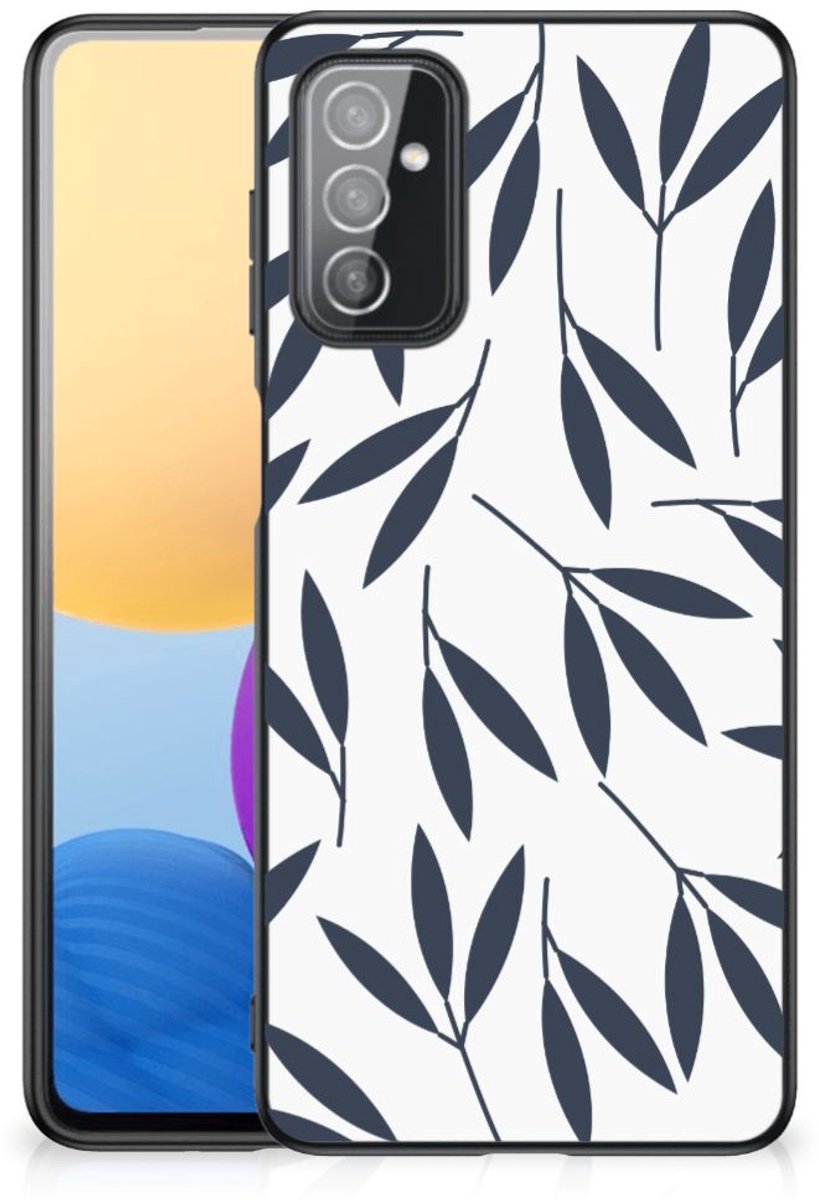 Back Cover voor Samsung Galaxy M52 Bloemen Hoesje Leaves Blue