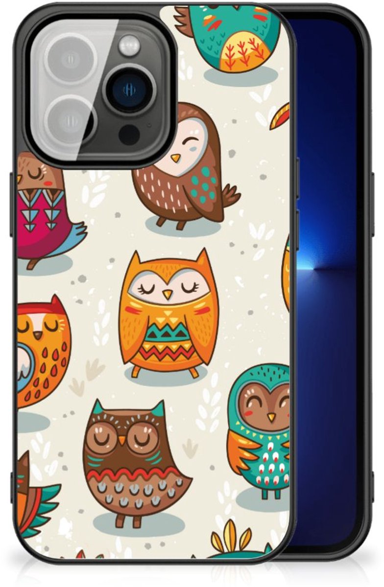 iPhone 13 Pro Dierenprint Telefoonhoesje Vrolijke Uilen