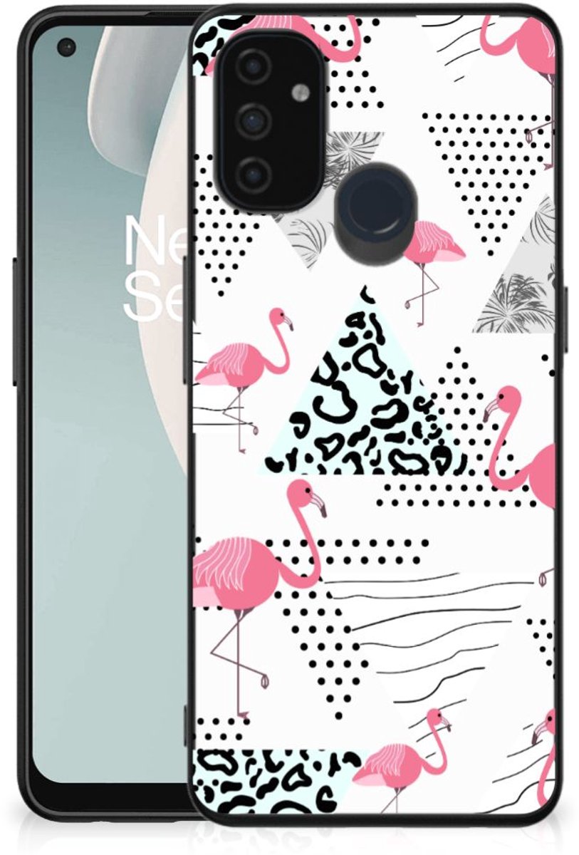 OnePlus Nord N100 Dierenprint Telefoonhoesje Flamingo Triangle