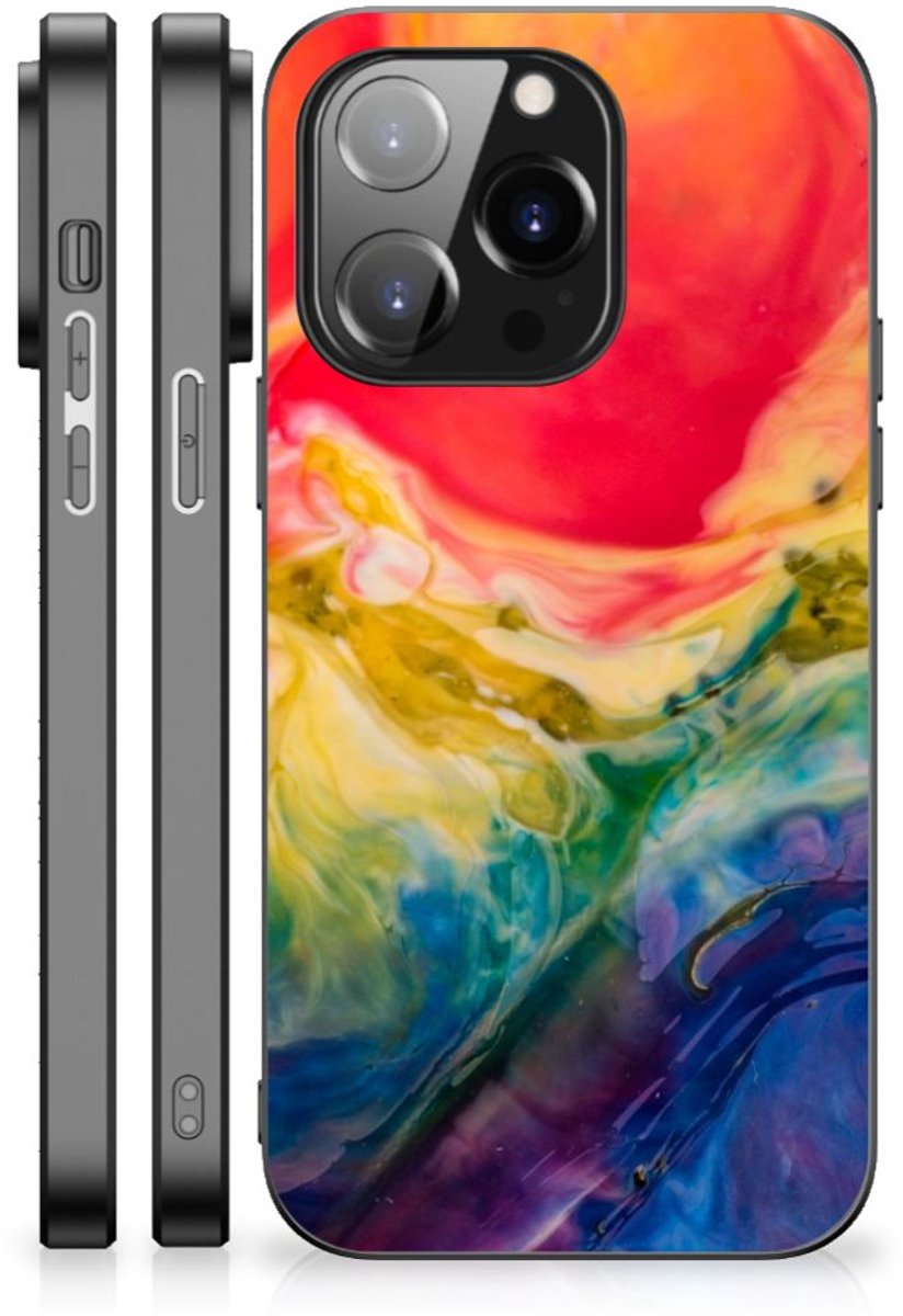 Kleurrijke Telefoonhoesje iPhone 14 Pro Watercolor Dark