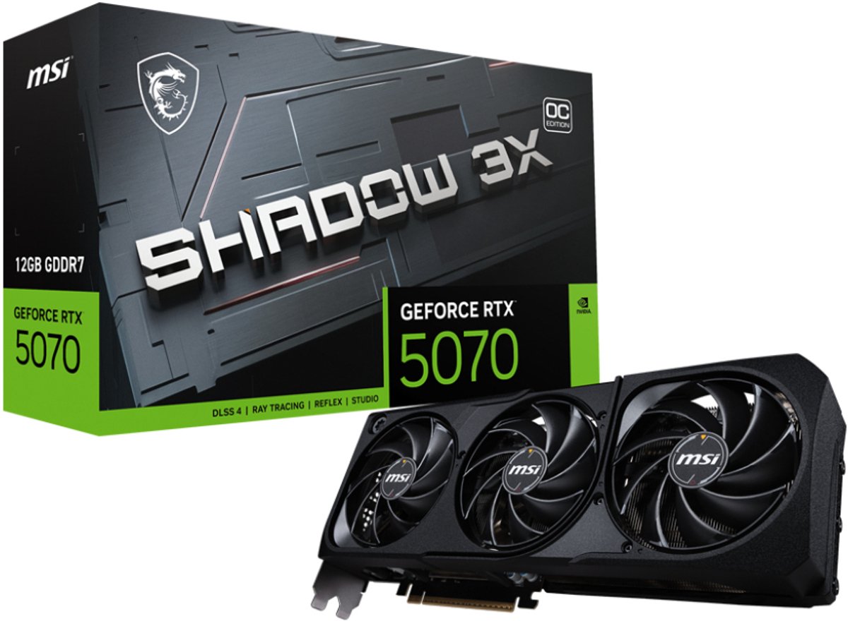 Msi Nvidia Geforce Rtx 5070 12G Shadow 3X Oc - Pcie 5.0 - Triple Fan videokaart