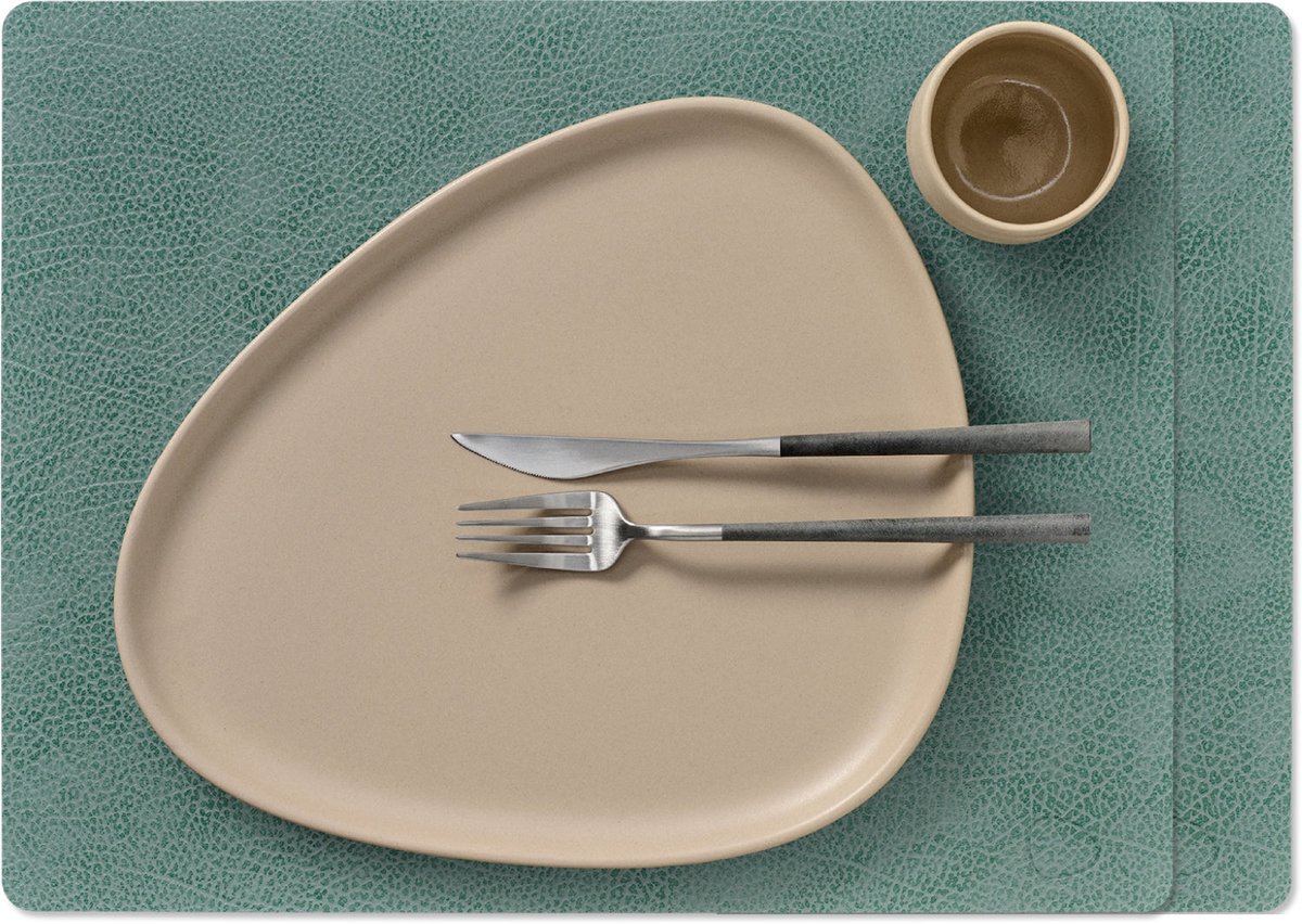 LIND DNA Placemats Hippo - Leer - Pastel Green - 45 x 35 cm - 2 Stuks