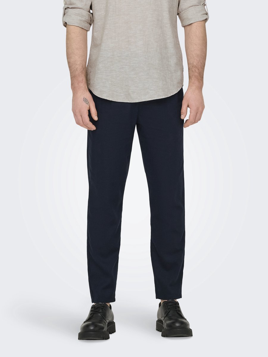 ONLY & SONS Chinobroek ONSLEO Tapered fit - cropped Linnen Chinobroek