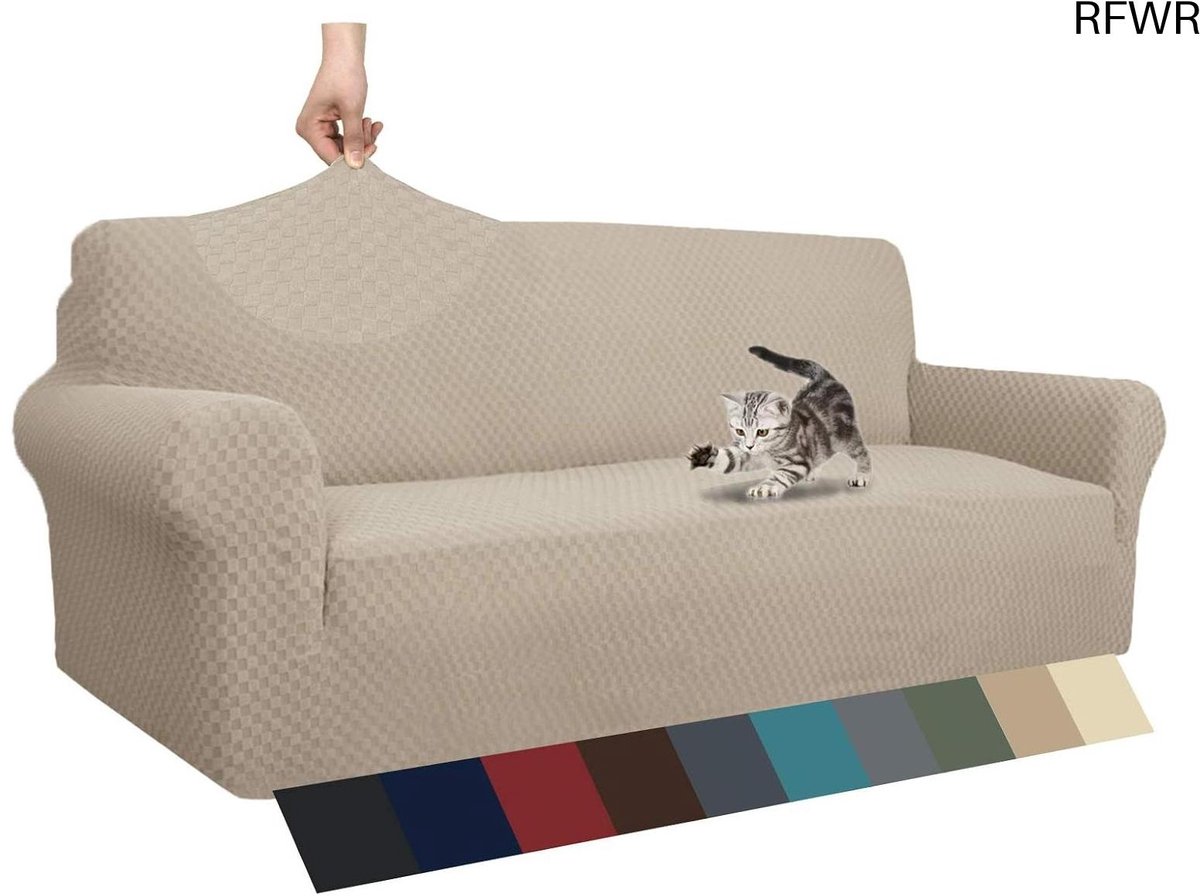 RFWR® Antislip Jacquard Bankovertrek voor 3-zits Bank - Stretchhoes voor Woonkamer met Volledige Bescherming