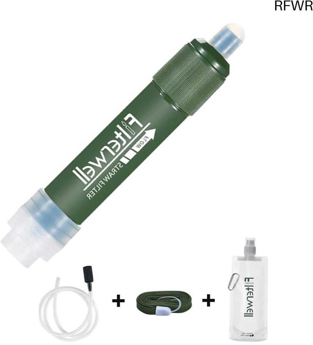 RFWR® Draagbaar Waterfilter voor Outdoor, Mini Waterzuiveraar voor Kamperen en Reizen