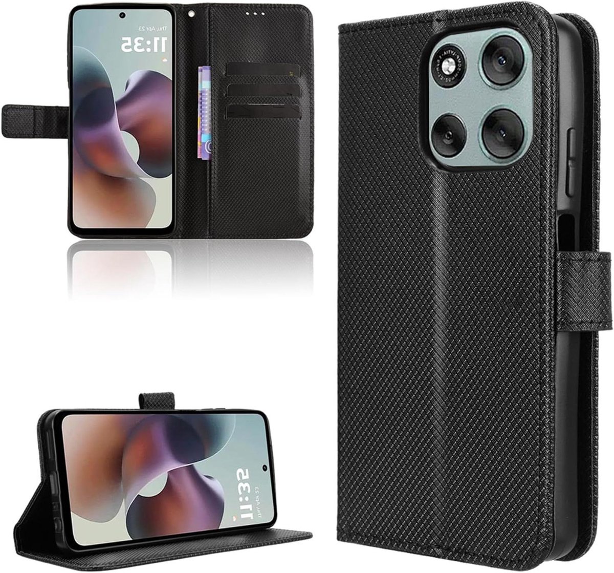 Premium Magnetische Beschermhoes voor Motorola Moto G56 met Koolstofvezel - Zwart