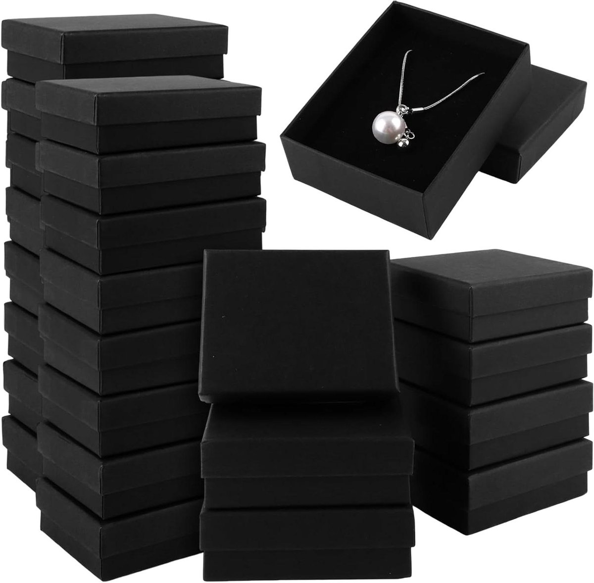 24 zwarte kraftpapieren ladeboxen - 7 x 9 x 3 cm - vouwdozen voor geschenkverpakkingen - bruiloft, sieraden, cadeaus - Valentijnsdag
