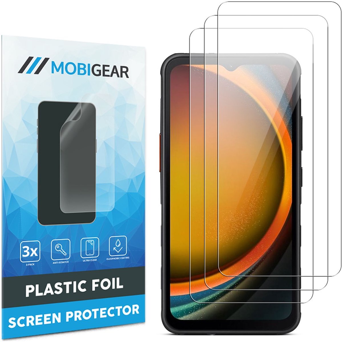 Mobigear Screenprotector geschikt voor Samsung Galaxy Xcover 7 Pro | Mobigear Screenprotector Folie - Case Friendly (3-Pack)