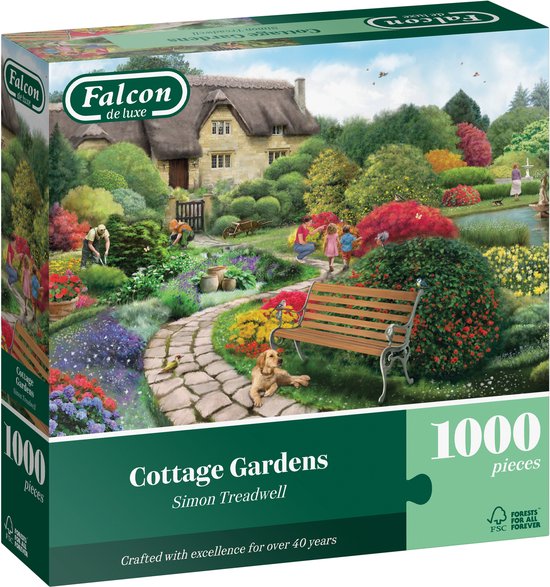 Falcon legpuzzel Cottage Gardens 1000 stukjes puzzel volwassenen.