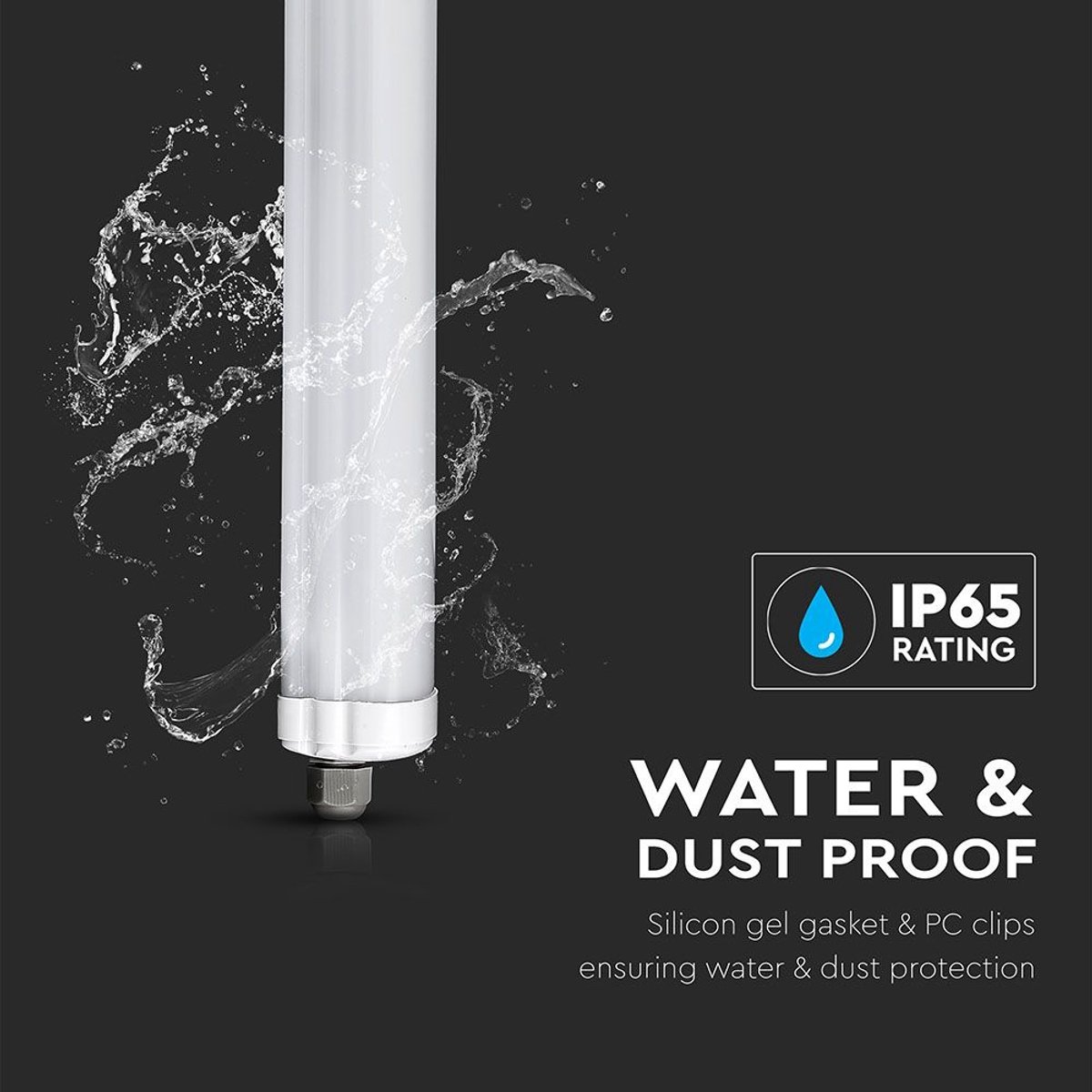 HOFTRONIC S Series - LED TL armatuur 150cm - IP65 waterdicht - 4000K Neutraal wit licht - 48W 5760 Lumen - Koppelbaar - Tri-Proof plafondverlichting - TL LED verlichting met armatuur