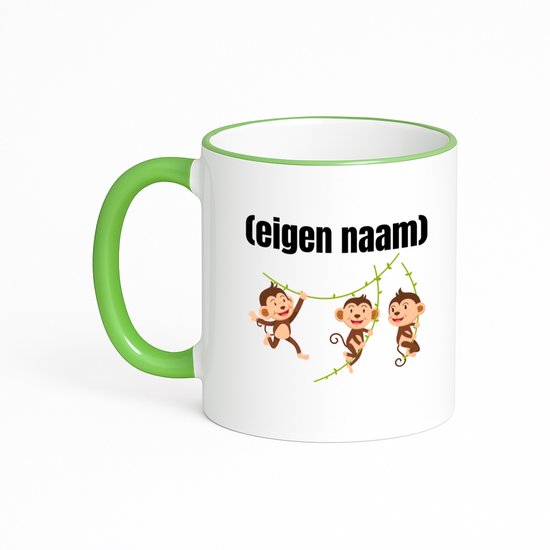 Hacebo® - slingerende aapjes met eigen naam koffiebeker met gekleurde ...
