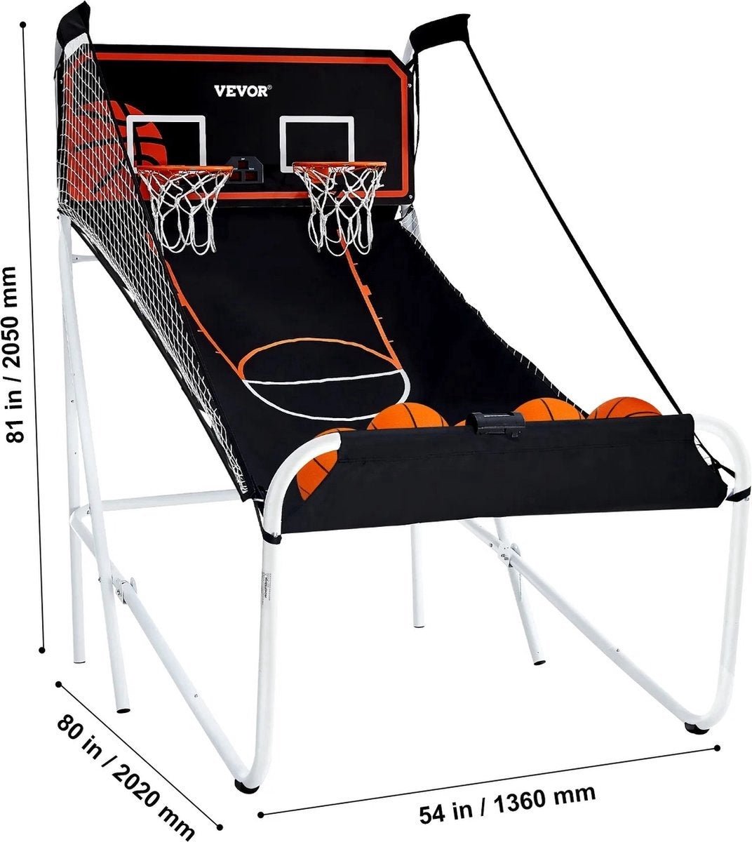 Basketbal Arcade - Inclusief 4 Ballen En Pomp - Opvouwbaar - 80x54x81 inch