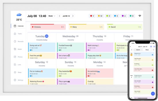 TABWEE P15 15,6" Digitale Fotolijst Met Takenlijst – 1080P Full HD Interactief Touchscreen – Slimme Gezinsplanner – Haarddisplay Digitale Kalender – Wand- en Bureaumontage Voor Naadloze Planning