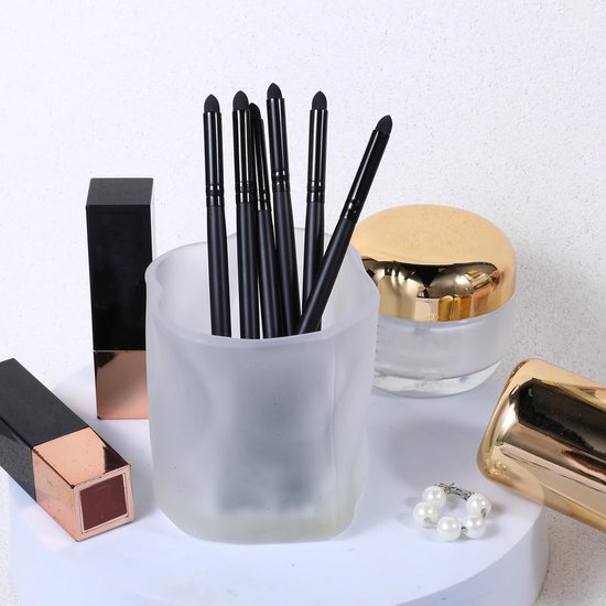 Eye Brush - Eyeshadow Brush Set - 10 Pieces - Sponge Applicator - Eyeliner Erase Brush - Small Flat Bristles voor Smokey Eyes