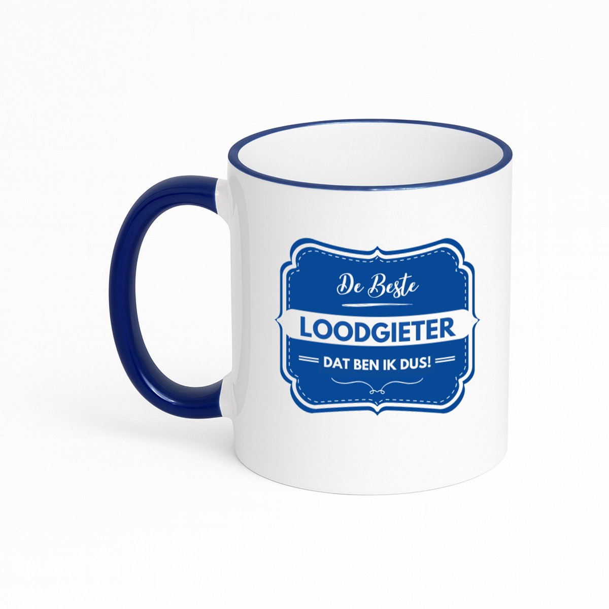 Hacebo® - De beste loodgieter koffiebeker met gekleurde rand donker blauw - Loodgieter - loodgieters - thee mok - koffie beker - werk - afscheidscadeau - verjaardagscadeau - kado - koffiemok - 330 ML