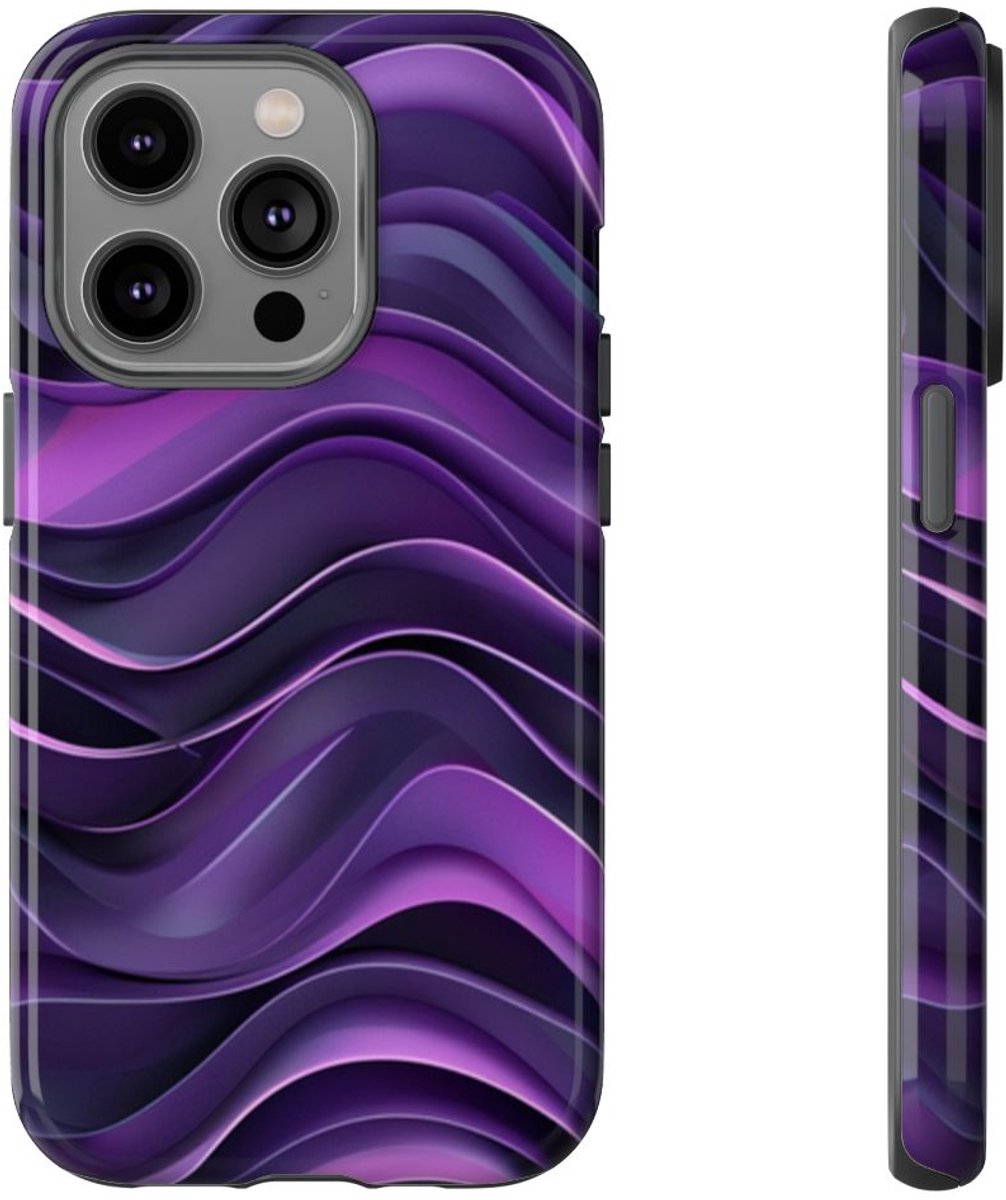 Paars Golvend Patroon – Telefoonhoesje Geschikt voor iPhone 14 Pro
