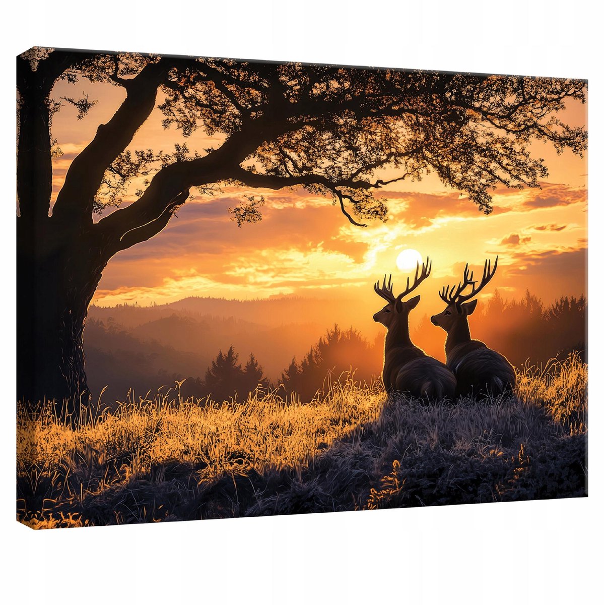 WALLARENA Canvas schilderij - 60x40 cm - afbeelding van een hert in de natuur voor slaapkamer, woonkamer en keuken multikleurig