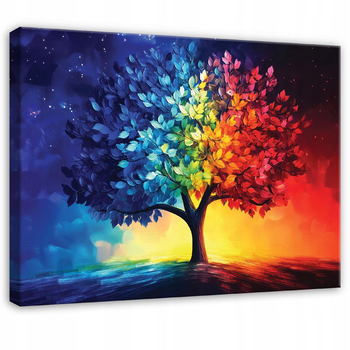 WALLARENA Canvas schilderij - 40x30 cm - Abstracte boom voor slaapkamer, woonkamer, keuken op doek multikleurig