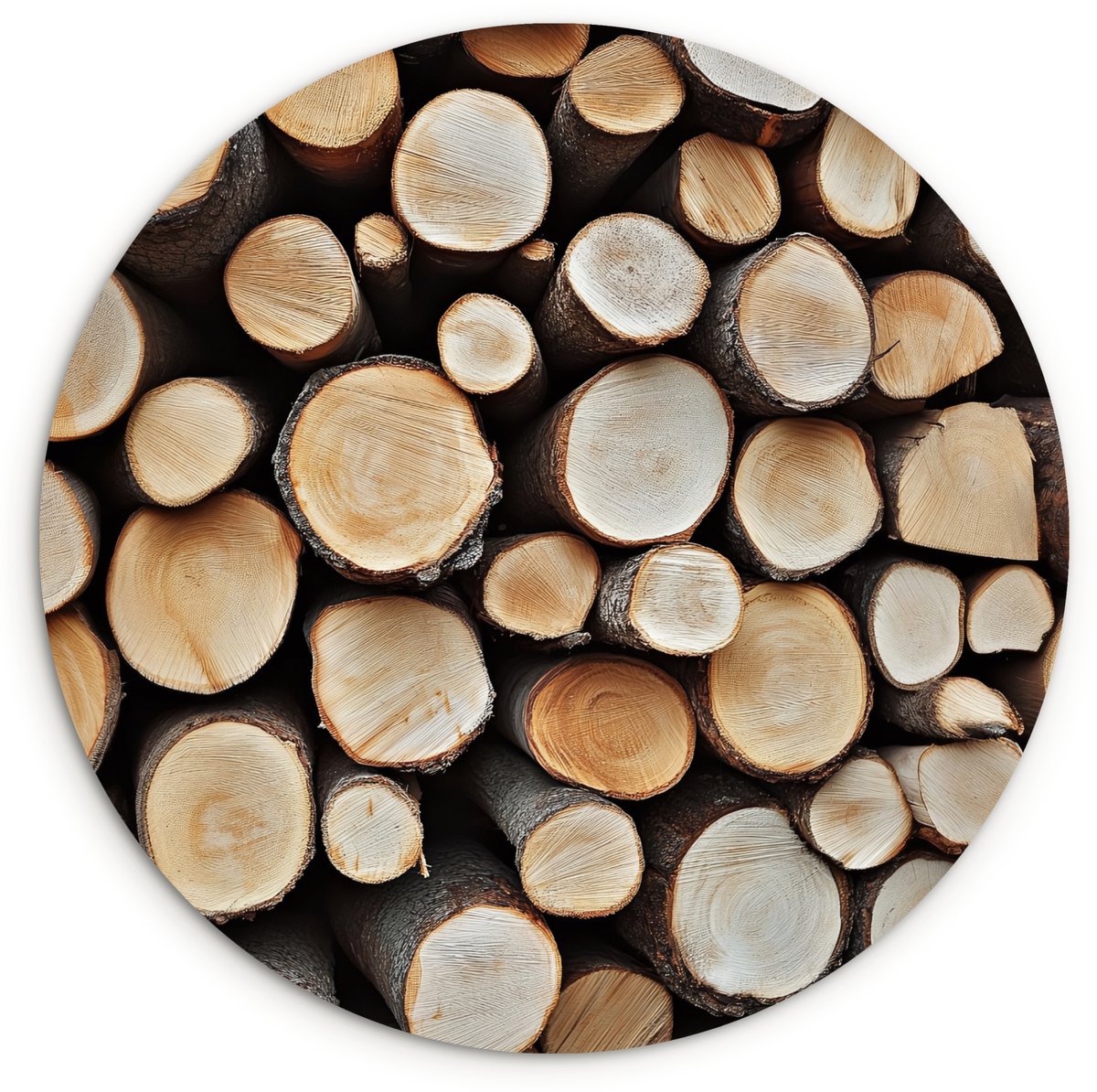 WallCircle Wandcirkel 30x30 cm - Muurcirkel Hout - Boomstammen - Textuur - Muurdecoratie woonkamer - Wanddecoratie slaapkamer - Kamer decoratie accessoires - Ronde schilderijen