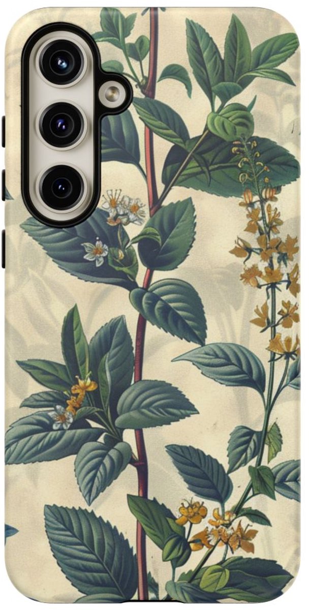 Vintage Botanisch Kruidenpatroon – Telefoonhoesje Geschikt voor Samsung Galaxy S24 Plus