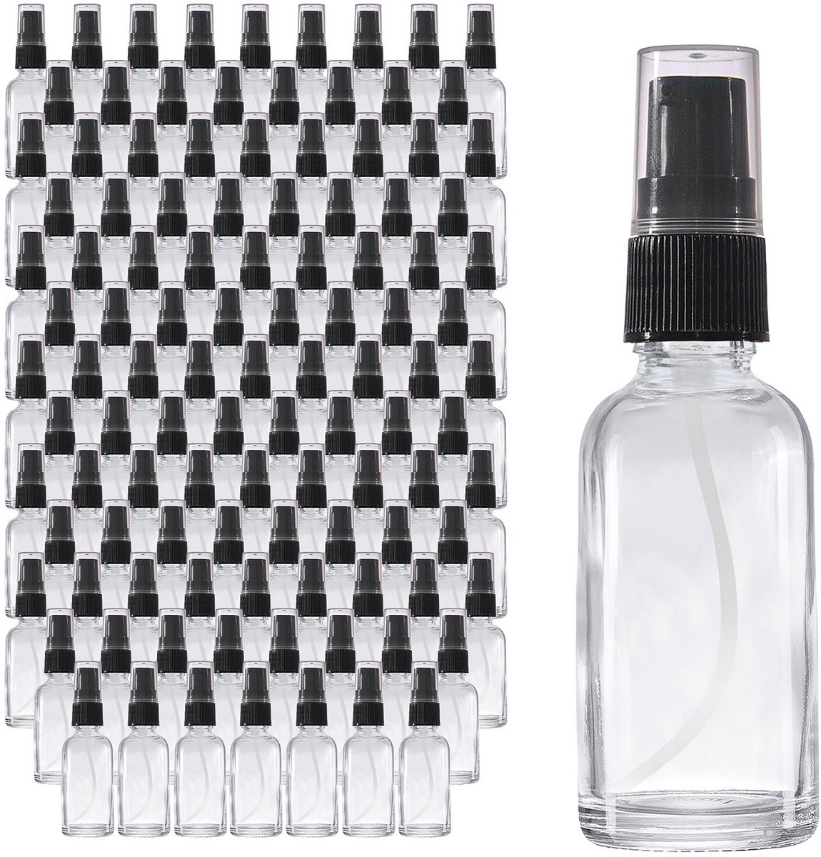 Oputec 143 x 30ml pompflesjes – helder glas crèmespender & lotionspender – navulbaar & herbruikbaar