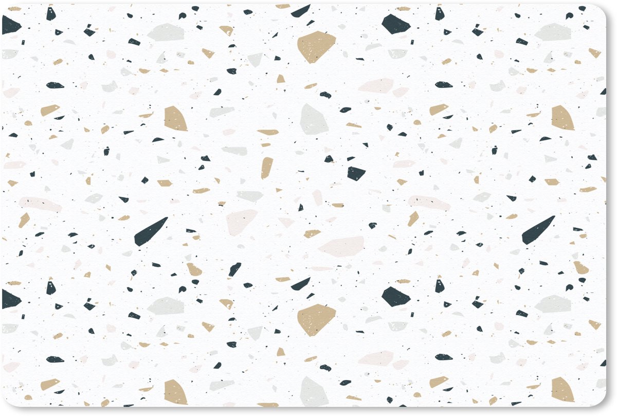 Muismat 27x18 cm - Mousepad Terrazzo - Patroon - Wit - Neutraal - Muismatten