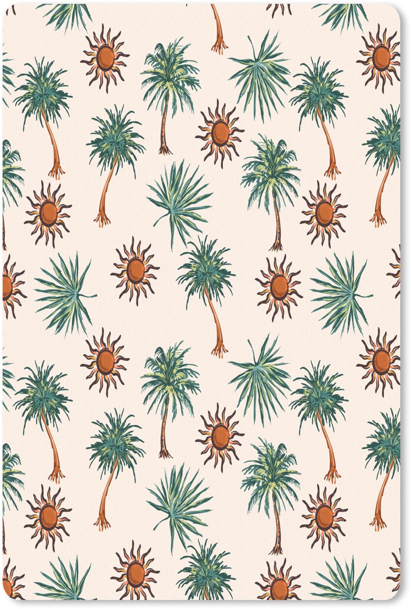 Muismat 18x27 cm - Mousepad Kust - Palmbomen - Zon - Groen - Muismatten
