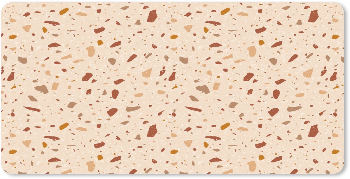 Muismat XXL 90x45 cm - Bureau onderlegger - Bureau mat Terrazzo - Patroon - Kleurrijk - Steen - Bureaumat - Gaming mousepad xl - Bureaulegger groot - Computer deskmat