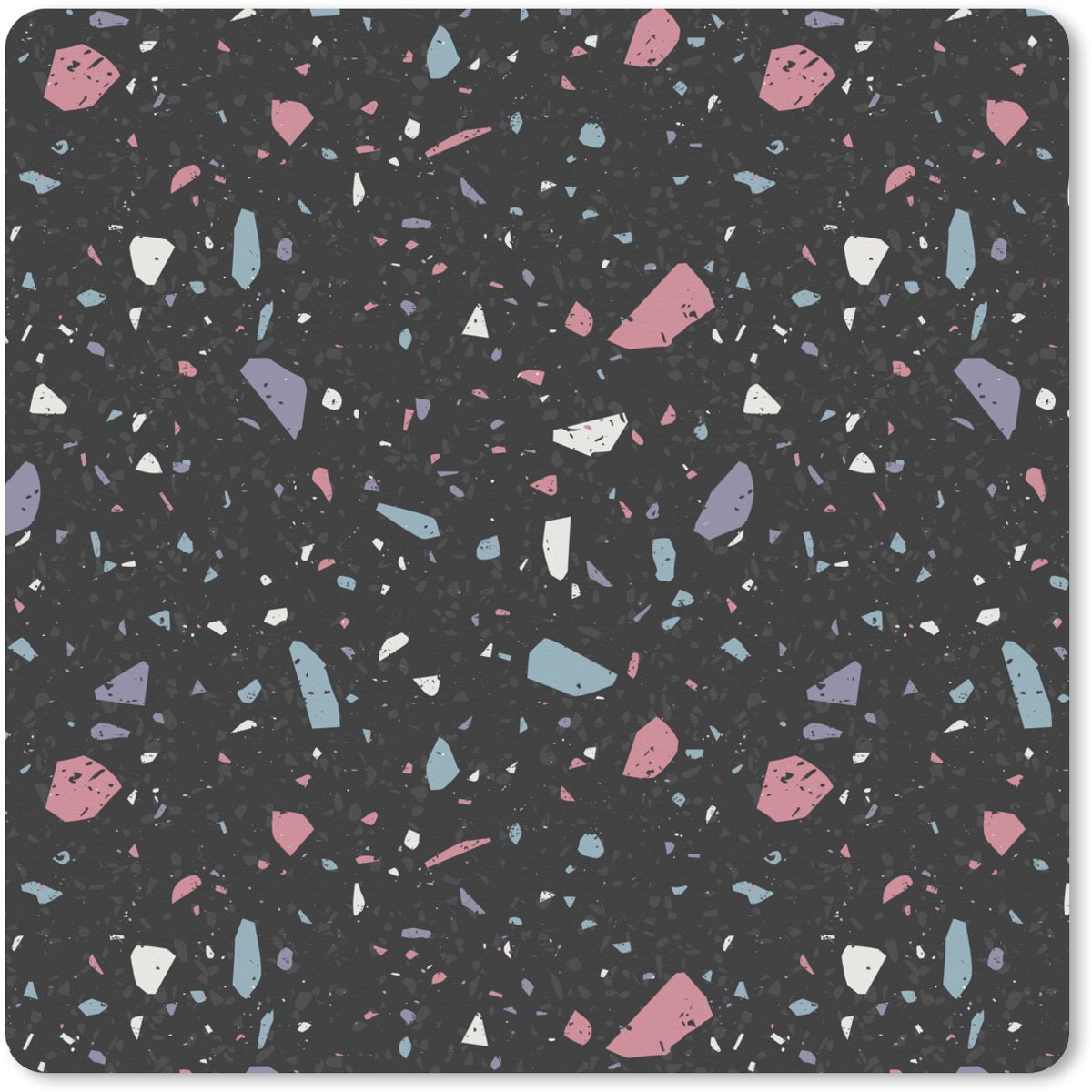 Muismat XXL 40x40 cm - Bureau onderlegger - Bureau mat Terrazzo - Patroon - Zwart - Zacht - Bureaumat - Gaming mousepad xl - Bureaulegger groot - Computer deskmat
