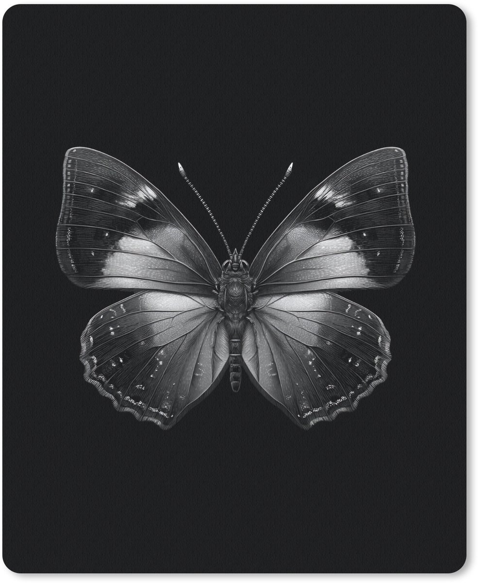 Muismat 19x23 cm - Mousepad Vlinder - Grijs - Mysterieus - Muismatten
